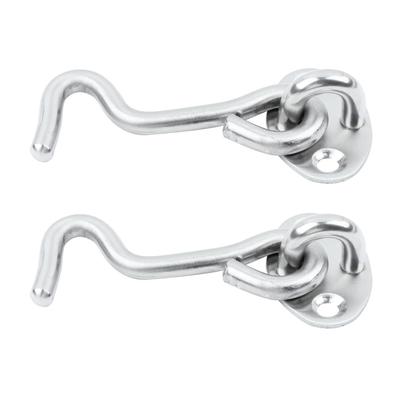 2.8" Window Stainless Steel Shed Gate Latch Lock Catch Cabin Hook 2pcs - Silver Tone - 2.8" x 1.2" x 0.2"(L*W*D)