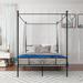 Teraves 12" Metal Four-poster Canopy Platform Bed Frame with Headboard & Footboard, No Box Spring Needed