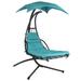 Teal Single Person Sturdy Modern Chaise Lounger Hammock Chair Porch Swing - 73"(L) × 46"(W) × 78"(H)