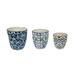 Set Of 3 Blue And White Ceramic Geometric Design Mini Planter Pots - 5.5 X 5.5 X 5.5 inches