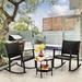 3 Pcs Patio Rattan Rocking Chair Bistro Set with Coffee Table for Backyard Porch Poolside Lawn - 23"(L) x 31"(W) x 32"(H)