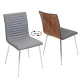 Mason Grey Swivel Chair Stainless Steel & Walnut Wood (Set of 2)