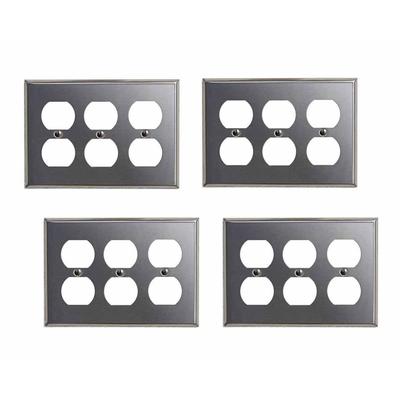 4 Switchplate Brushed Stainless Steel Triple Outlet | Renovator's Supply