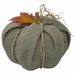 6.75" Green Burlap Autumn Harvest Table Top Pumpkin