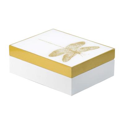 9.5" Gold White Contemporary Dragonfly Box with Gold B Accent