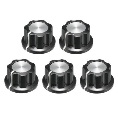 5Pcs 19.5x11mm Top Potentiometer Volume Control Rotary Knobs - Black,Silver Tone