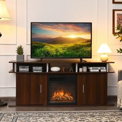 63" TV Entertainment Console Center with 2 Cabinets - 63" x 18" x 26" (L x W x H)