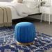 Adore Decor Jolie Pleated Ottoman, Modern Upholstered Tufted Small Round Vanity Foot Stool