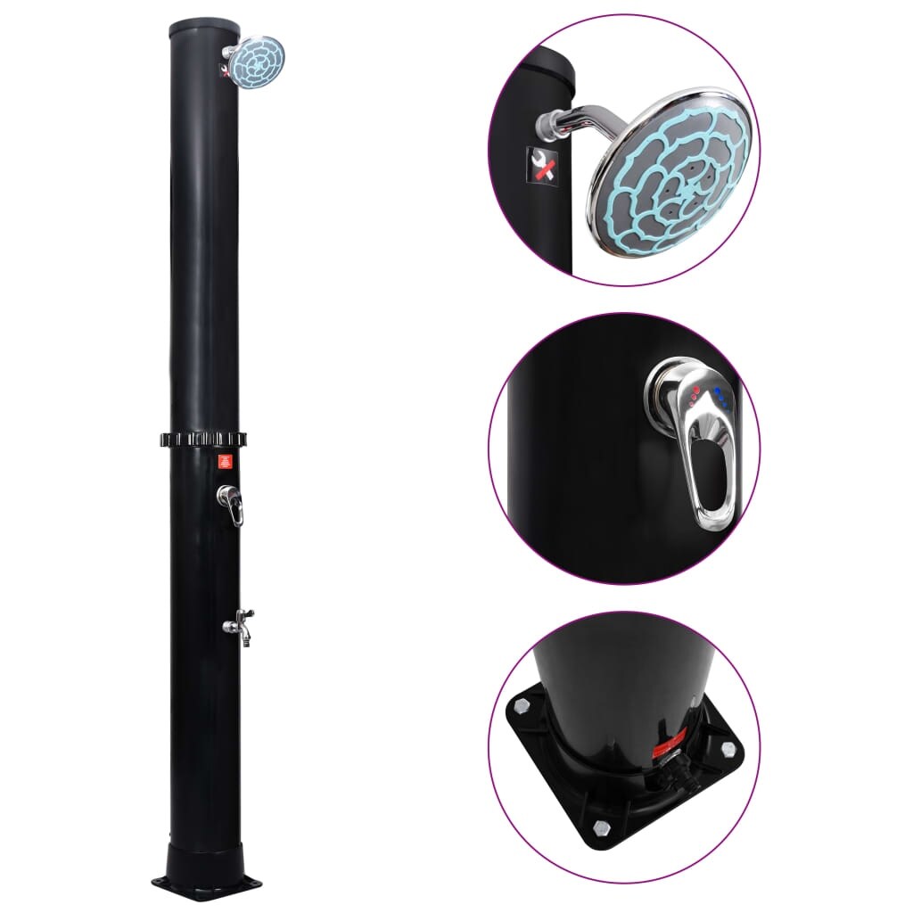 vidaXL Outdoor Solar Shower Swimming Pool Shower with Faucet Shower Stand