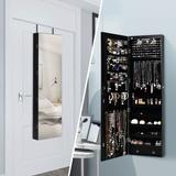 Costway Mirrored Jewelry Cabinet Jewelry Organizer w/2 LED Lights