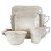 Elama Ivory Lotus 16 Piece Square Dinnerware Set - N/A