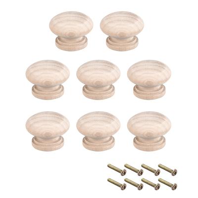 Cabinet Round Pull Knobs 34mm Dia Furniture Kitchen Drawer Wood 8pcs - 34mmx25mm(D*H)-8pcs