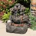 Layered Rock Waterfall Outdoor Water Fountain Feature w/ LEDs - 32"