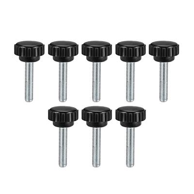 M6x25mm Male Thread Knurled Clamping Knobs Grip Thumb Screw on 8Pcs - Black,Silver Tone