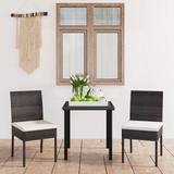 vidaXL 3 Piece Patio Dining Set Poly Rattan Black - 27.6" x 27.6" x 28.7"