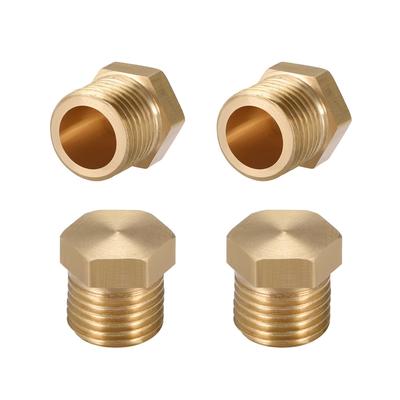 Brass Pipe Fitting, Cored Hex Head 1/8"G Male Connector Coupling 4pcs - Gold Tone - 1/8" G 4pcs