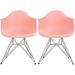 Set of 2 Designer Molded Plastic Arm Chairs With Back Wire Eiffel Office Retro Pyramid Dining Room Bedroom Work