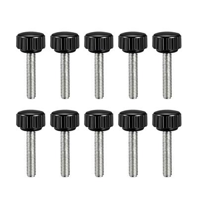 M5x25mm Male Thread Knurled Clamping Knobs Grip Thumb Screw on 10Pcs - Black,Silver Tone