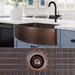 Fossil Blu 33-Inch Heavy 12-GAUGE Dark Patina Copper Farmhouse Sink, Includes Accessories, CURVED Front - 33 x 22 x 10