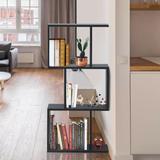 Gymax 3-tier S-Shaped Bookcase Free Standing Storage Rack Wooden - See Details