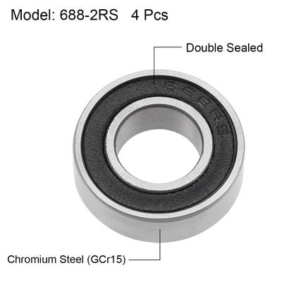 688-2RS Ball Bearings Z2 8x16x5mm Double Sealed Chrome Steel 20pcs - 6201-2RS (12*32*10)