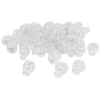 Backpack Drawstring 8x6mm Single Hole Round Head Spring Cord Locks Toggles 50Pcs - Clear