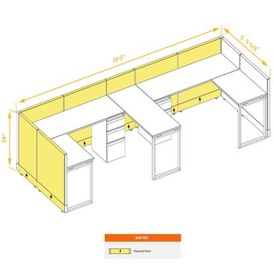 Workstation Furniture 39H 2pack Bullpen Powered Cu...