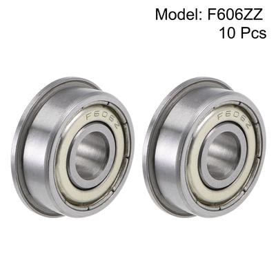 F606ZZ Flange Ball Bearings 6mm x 17mm x 6mm Shielded Chrome Steel Z2 10pcs