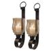 2 Antiqued Bronze Amber Glass Candle Holder Wall Sconces Candles 18"
