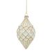 5" Glittered White and Gold Geometric Finial Glass Christmas Ornament