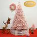 Gymax 6ft/ 7ft Pink Classic Pine Christmas Tree Artificial Hinged - See Details