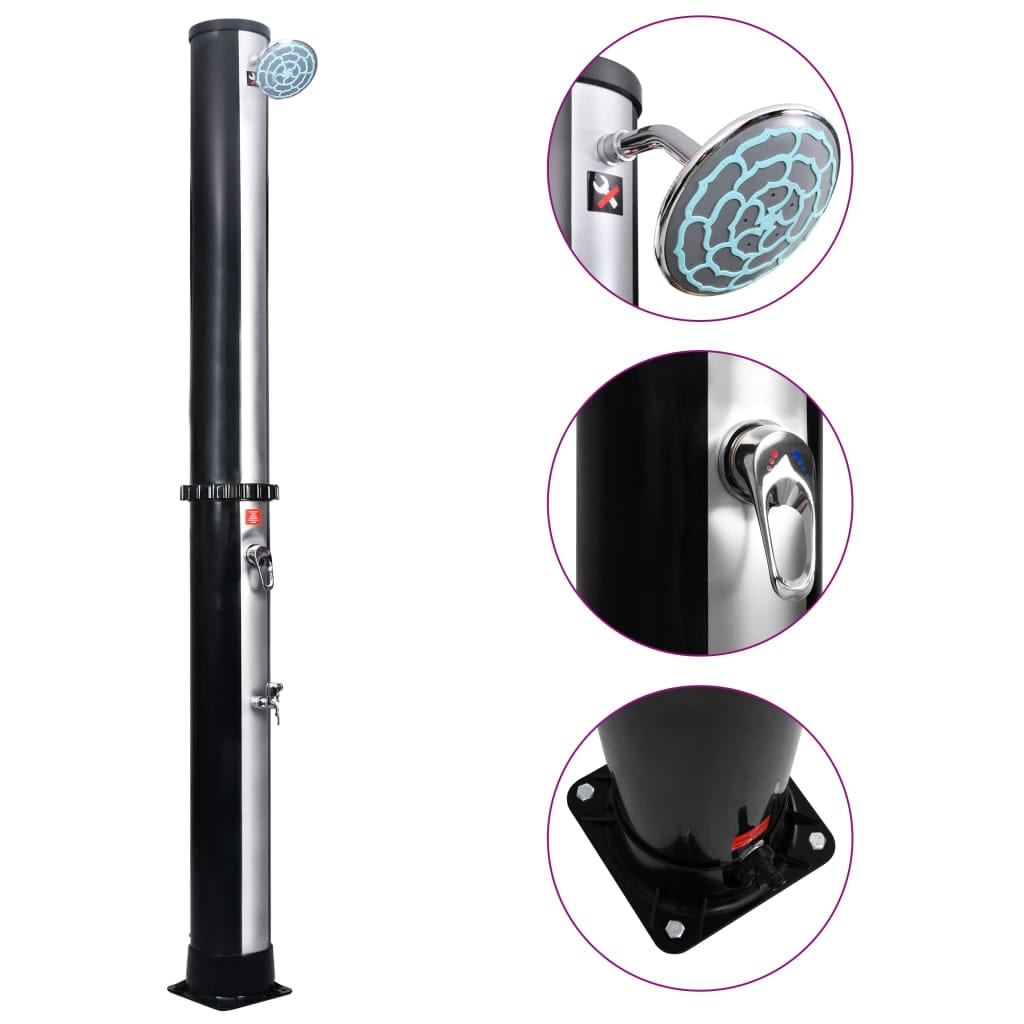 vidaXL Outdoor Solar Shower Swimming Pool Shower with Faucet Shower Stand