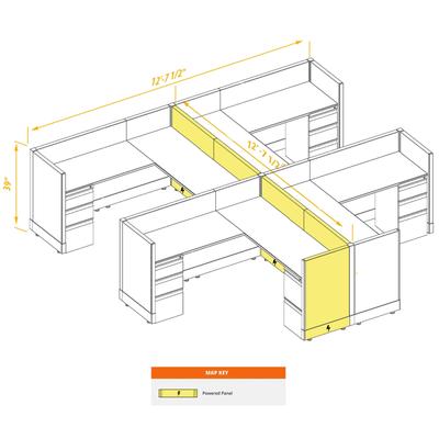 System Furniture 39H 4pack Cluster Powered Cubicles