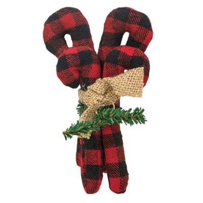 4/Set Buffalo Check Candy Cane Bundle - 5" high by 3" wide