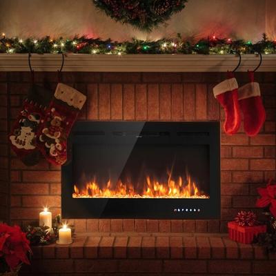 40-Inch Recessed Wall Mounted Electric Fireplace with Multicolor Flame - 40" x 5.5" x 21.5"
