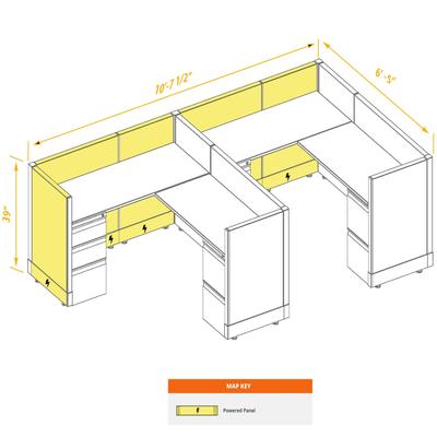 System Furniture 39H 2pack Inline Powered Cubicles