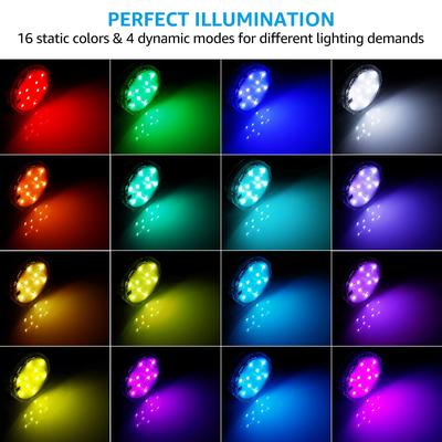 4Pcs Submersible LED Underwater Lights with Remote Controlled, Battery Operated Waterproof Wireless Multi-Color Lights