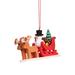 4" Red White Brown Snowman Riding Sled Christian Ulbricht Ornament