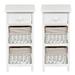 2Pcs Bedroom Bedside End Table with Drawer Baskets-White