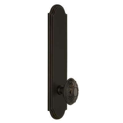 Grandeur Arc Solid Brass Tall Plate Rose Dummy Door Knob Set with