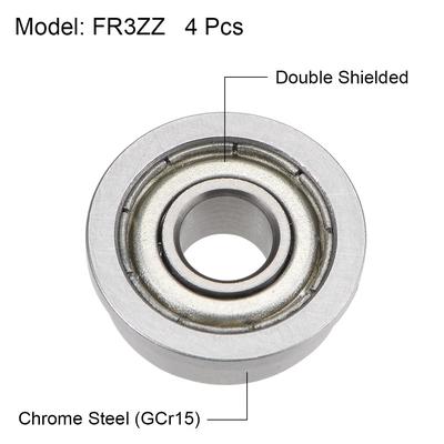 FR3ZZ Ball Bearings Z2 3/16"x1/2"x0.196" Double Shielded Chrome Steel 4pcs - 6201-2RS (12*32*10)