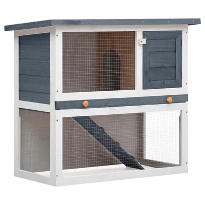 vidaXL Outdoor Rabbit Hutch 1 Door Gray Wood - 35.4"x17.7"x31.5"