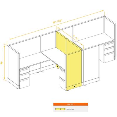 Workstation Desk 53H 2pack Cluster Powered Cubicles