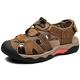 ZYLDK Sports Outdoor Sandals Summer Men's Beach Shoes Closed-Toe Shoes Leather Casual Trekking Walking Hiking Touch Close Strap sandals for men Brown UK8.5