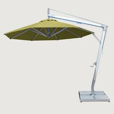 Bambrella Santa Ana Round Side Wind Aluminum Cantilever Umbrella With Base