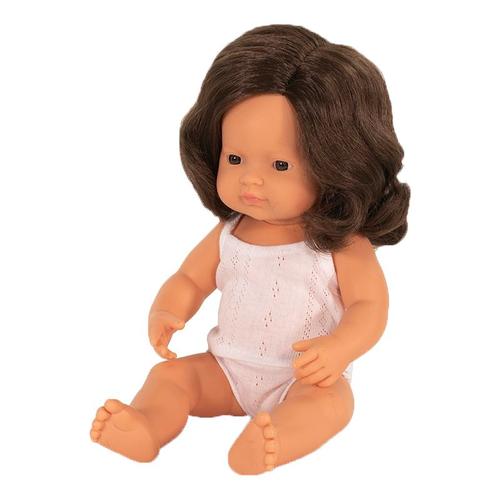 Babypuppe Mädchen, braunhaarig, 38 cm