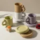 Tasse à café créative en céramique avec plateau tasse à thé artistique faite à la main décoration