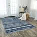 Blue/White 90 x 60 x 0.05 in Area Rug - Rosecliff Heights Alejo Striped Handmade Blue Indoor Area Rug Polyester | 90 H x 60 W x 0.05 D in | Wayfair