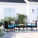 Winston Porter Carlyssa 4 Piece Rattan Sofa Seating Group w/ Cushions Synthetic Wicker/All - Weather Wicker/Wicker/Rattan in Blue | Outdoor Furniture | Wayfair