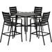 Red Barrel Studio® Kazakoff 5-Piece Commercial-Grade Counter-Height Outdoor Dining Set w/ 4 Aluminum Slat-Back Chairs & A 38-In. Slat-Top Table Metal | Wayfair